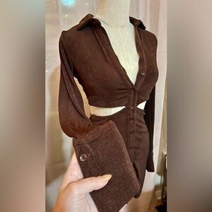 Dark Brown Cut-Out Dress